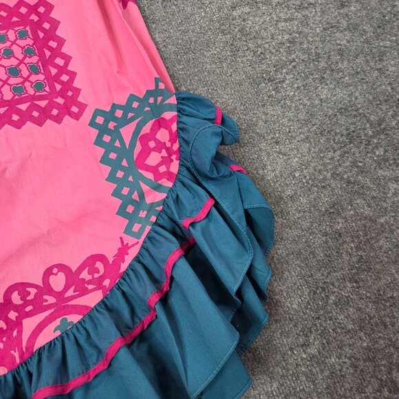 Vintage MAMO HOWELL Hawaiian Aloha Tropical Maxi Muumuu Dress Ruffles Pockets 12 - Picture 8 of 13